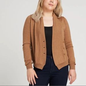 Universal Standard Curve Cardi Merino Wool Cardigan in Camel